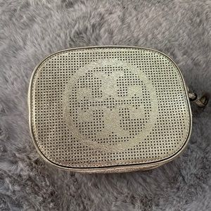 Tory Burch leather logo perforated Billie cosmetic bag/clutch